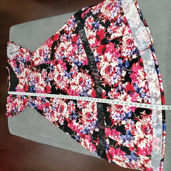 🆕️ TORRID Floral Studio Knit Asymmetrical Midi Dress SIZE: 0 (LARGE 12) - Picture 11 of 16